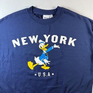 Disney Donald Duck Sweatshirt Men's XL Oversized New York Graphic Navy Blue